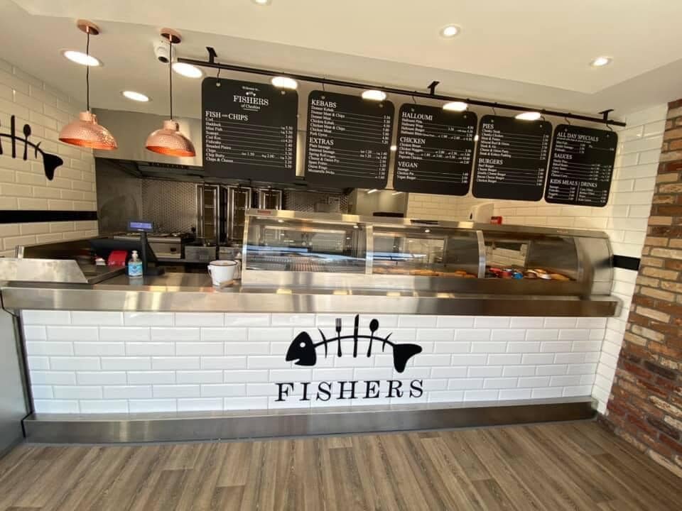 Fishers interior menu boards and branded servery
